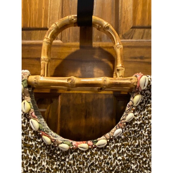 Faith by Celia Forrester Smocked Unique Boho Hipster Handbag With Bamboo Handles - Picture 12 of 12